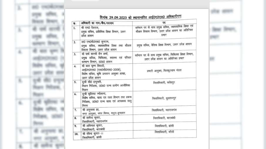 ट्रांसफर लिस्ट