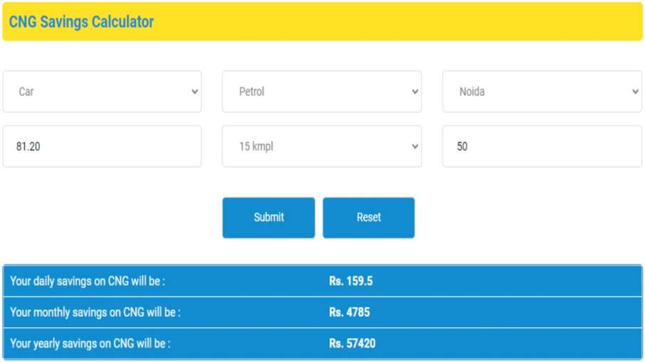 Savings calculated based on CNG price in Noida on 23 November 2023.