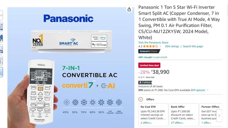 Panasonic Split AC Offer
