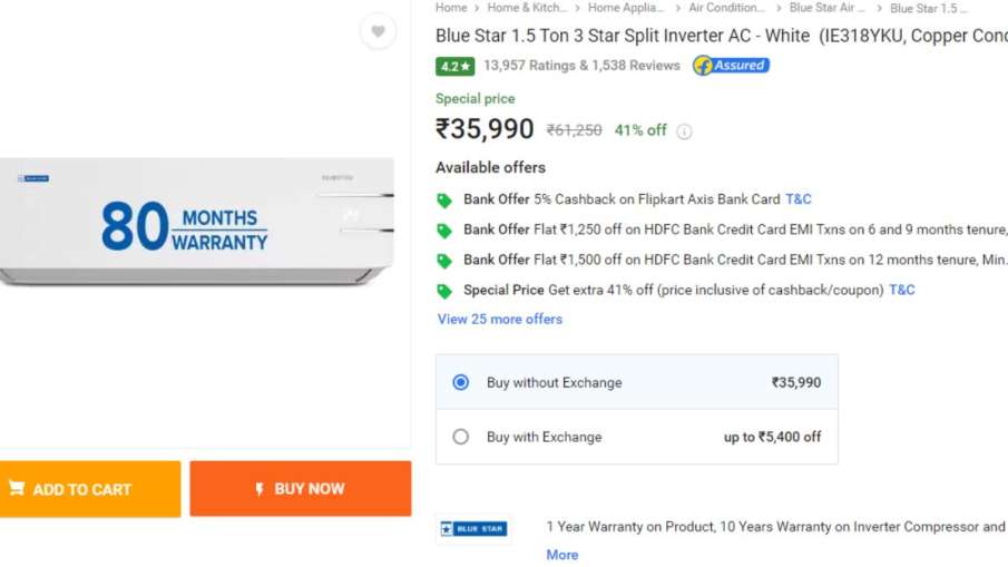 Flipkart Sale, AC discount Offer, AC price drop, AC Sale Offer, Split AC Offer