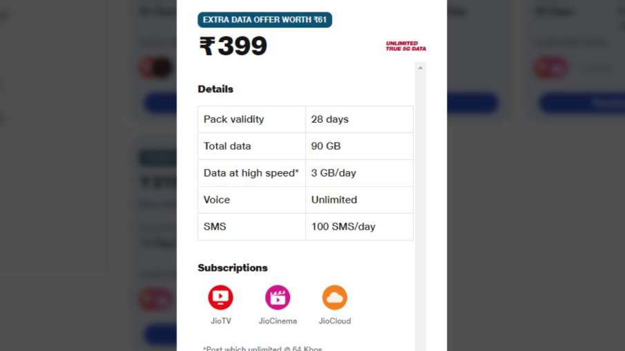 Number one plan in Jio's list, 90GB data is available for 28 days ...