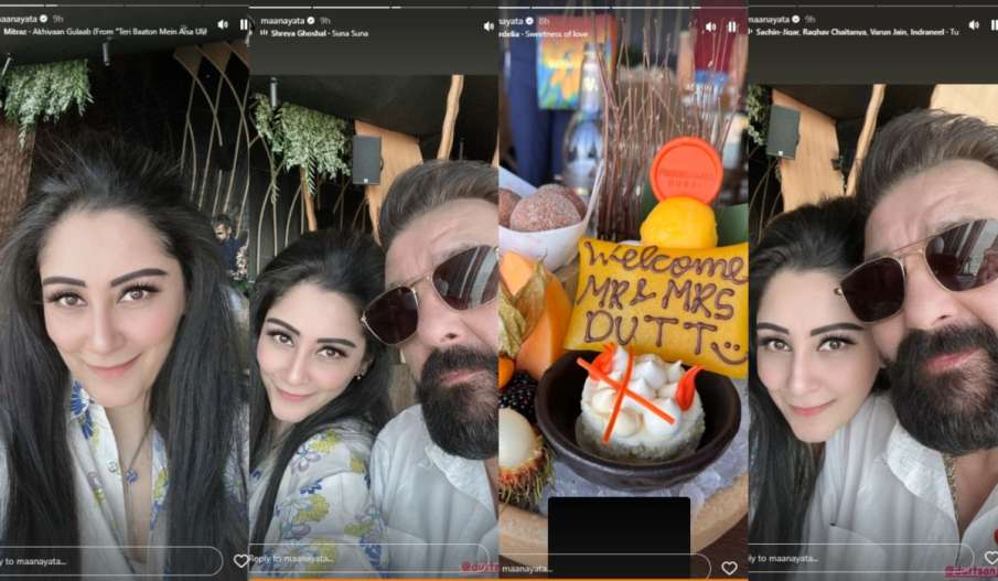 Sanjay Dutt and Maanayata Dutt shared cozy photos of romantic dinner date