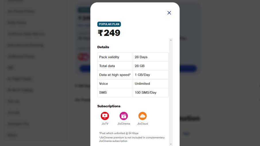 Jio Rs 249 Recharge Plan