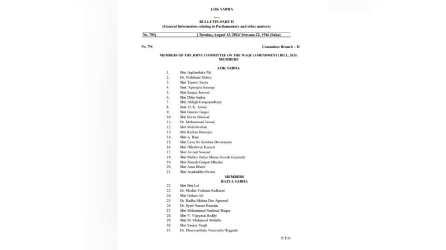सभी सदस्यों की लिस्ट।