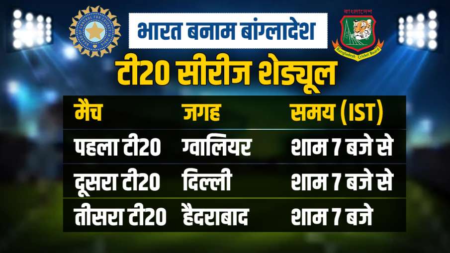 IND vs BAN T20I Series Schedule 2024