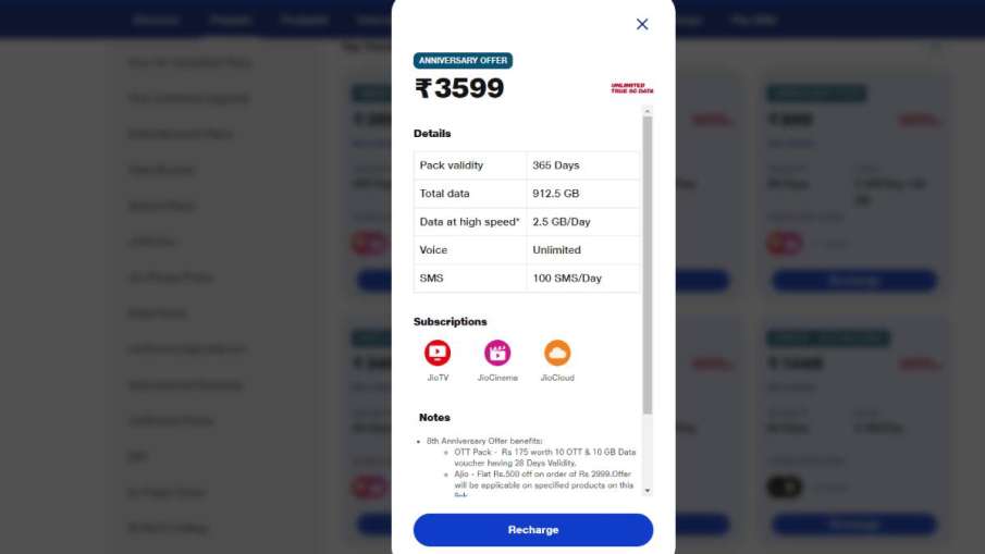 Jio 3599 Recharge Plan