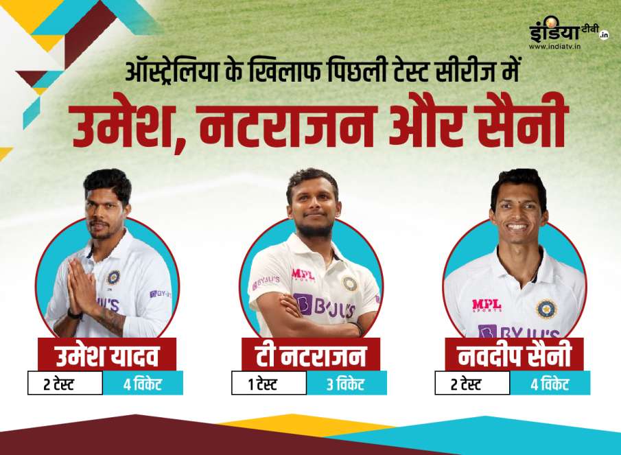 Performance of Umesh Yadav, T Natarajan and Navdeep Saini in the last test series against Australia