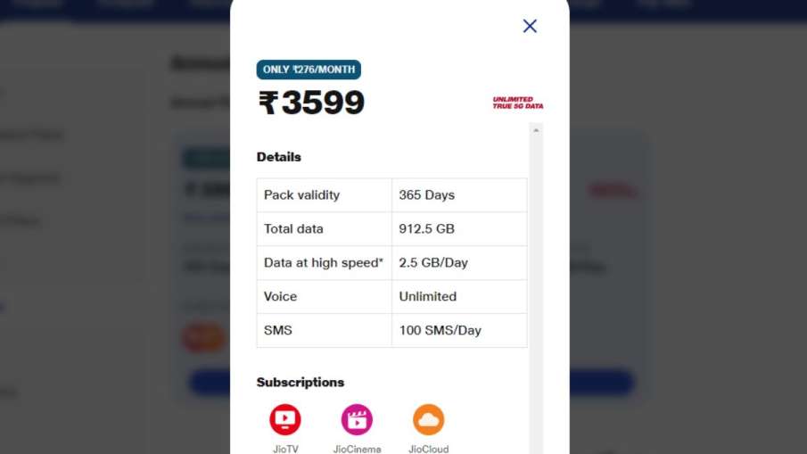 Reliance Jio, Jio Recharge Plan, Jio Prepaid Plan, Jio 3599 Rupees Plan, Jio Recharge Pack