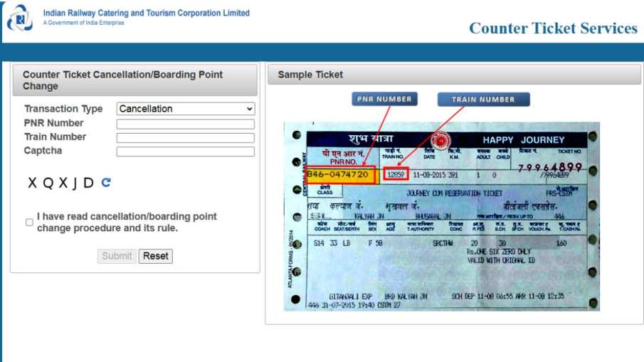 Railway Reservation Ticket