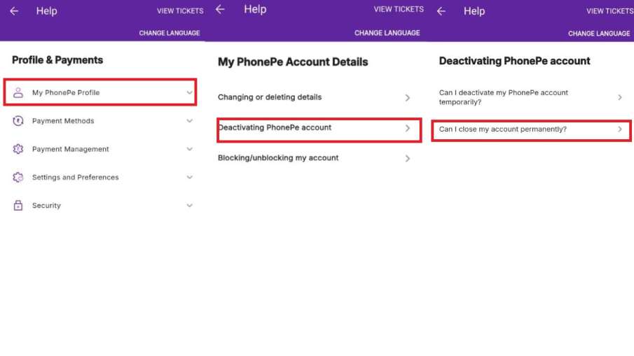 PhonePe, how to delete PhonePe account