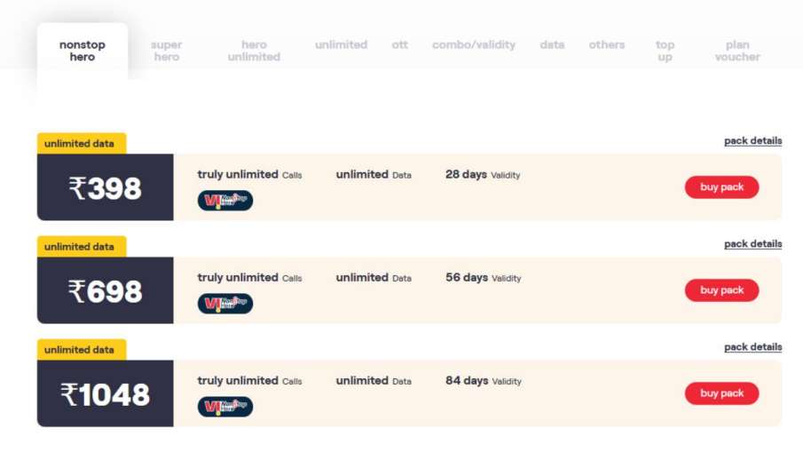 Vodafone idea recharge plan