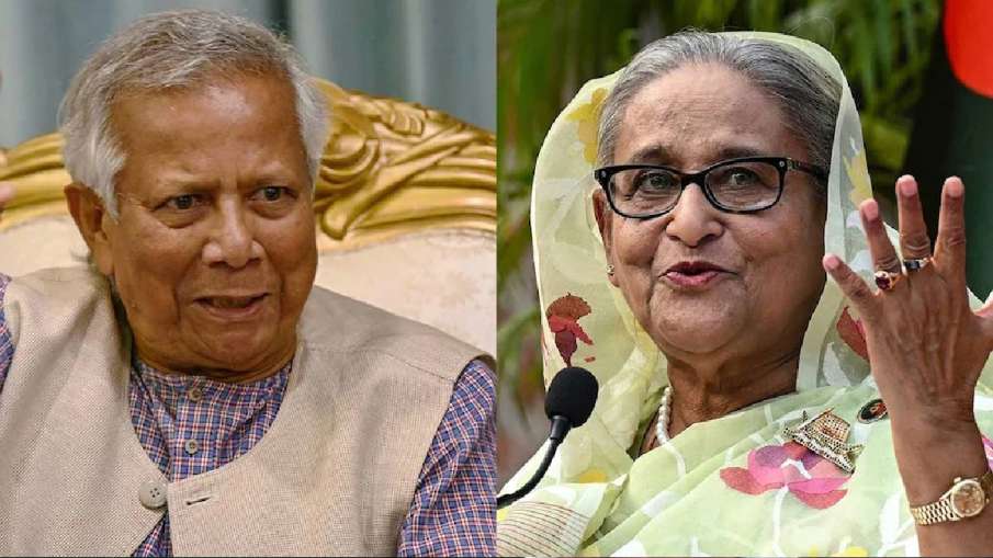शेख हसीना (R) मोहम्मद यूनुस (L)