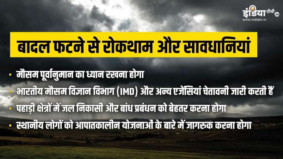 बादल फटने से रोकथाम और सावधानियां