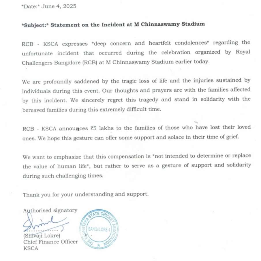 KSCA Official Statement 