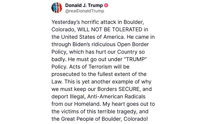 Trump's post on Truth Social.