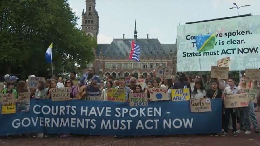 Activists Demonstrate outside the International Court 