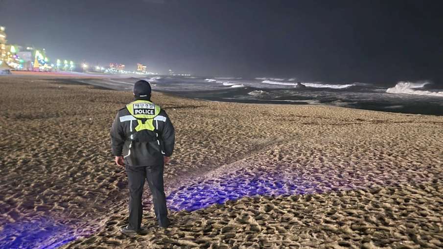 Policeman on Japan's beach