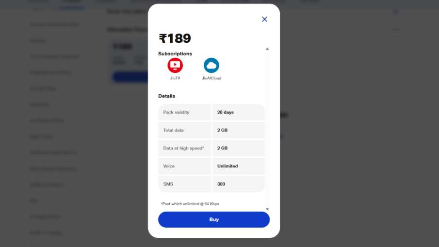Jio Rs 189 plan