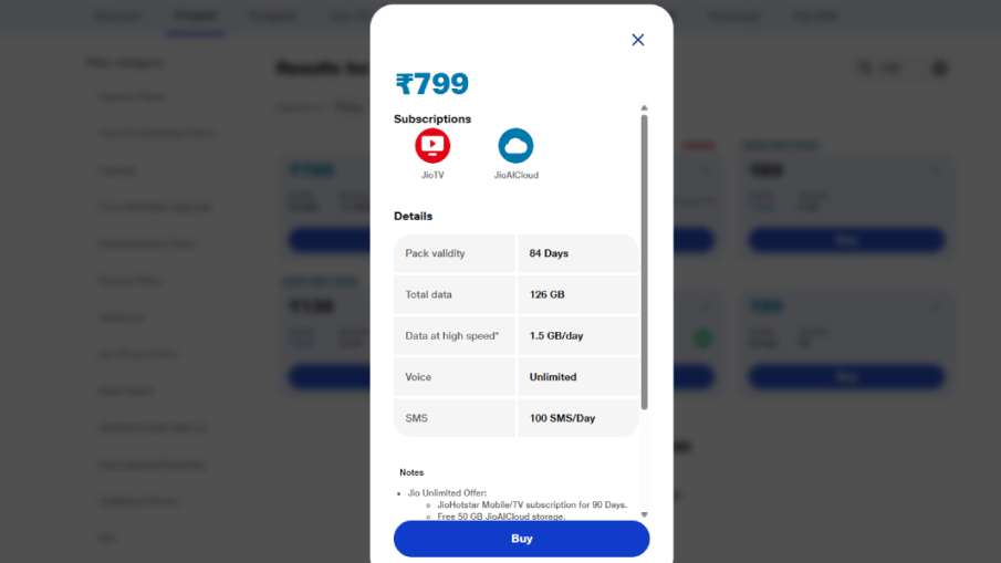 Jio, Jio 799 plan