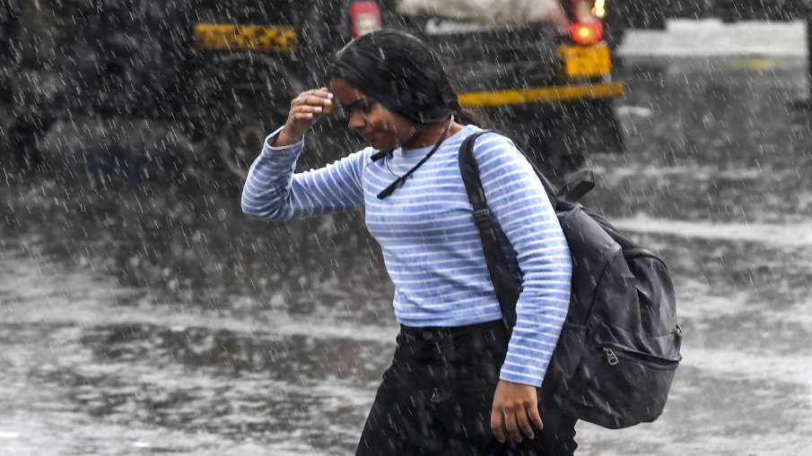 A girl soaked in rain