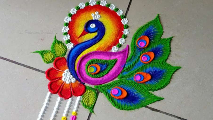 पीकॉक रंगोली डिजाइन्स 