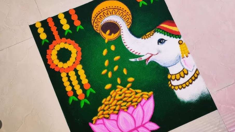 हाथी रंगोली डिजाइन 