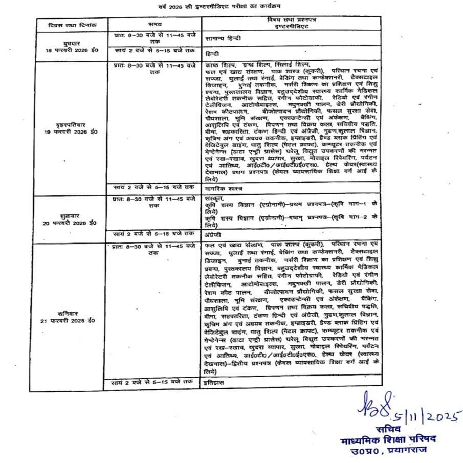 यूपी बोर्ड की 10वीं और 12वीं की परीक्षा तारीखों का ऐलान