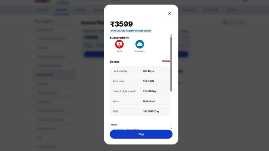 Jio 3599 Recharge Plan, jio 365 days recharge plan