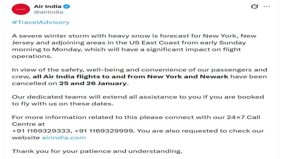 एयर इंडिया का ट्वीट एयर इंडिया का ट्वीट