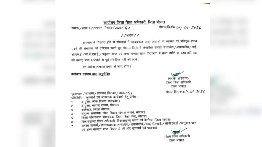 भोपाल के स्कूलों का बदला गया समय