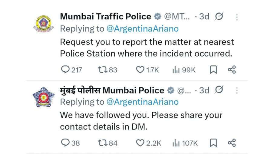 मुंबई पुलिस ने मामले का लिया संज्ञान।