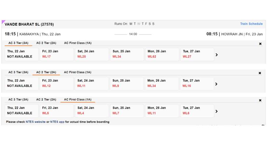 वंदे भारत स्लीपर की टिकट पूरी बुक वंदे भारत स्लीपर की टिकट पूरी बुक