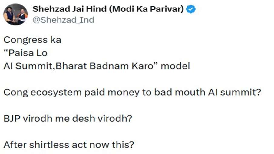 BJP spokesperson Shehzad Poonawala's post