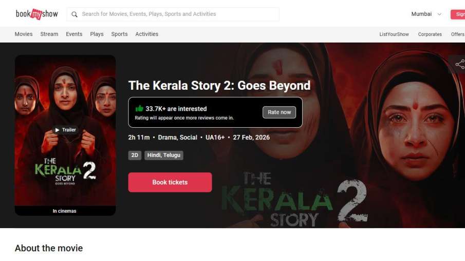 the kerala story 2 Book my show