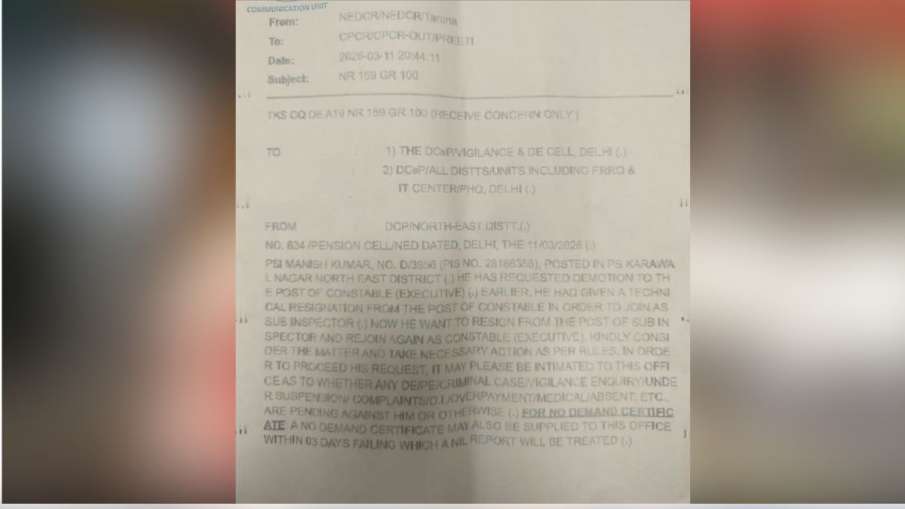 Delhi police si demotion