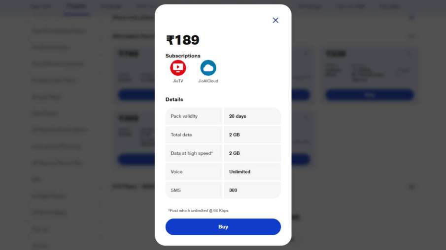 Jio Rs 189 Recharge Plan