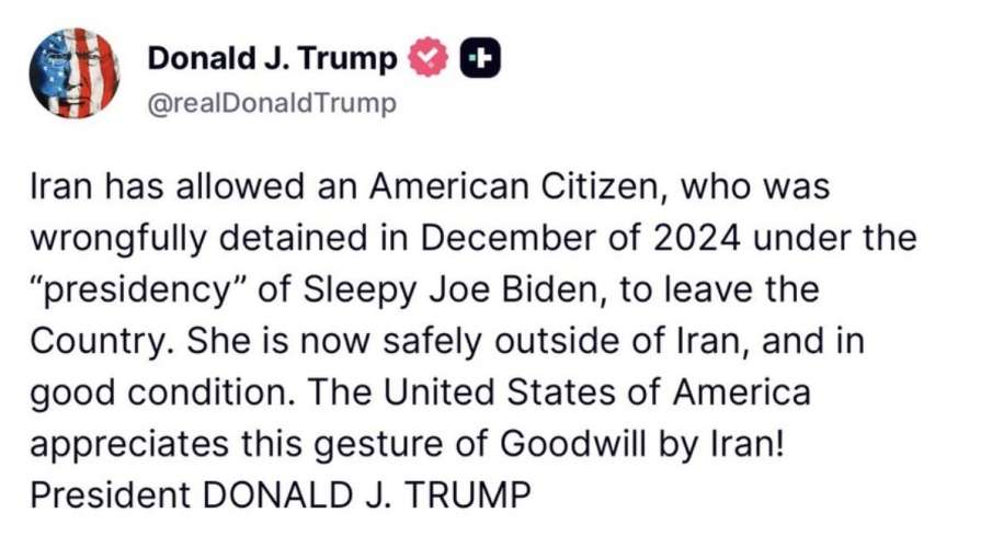 Iran goodwill gesture Trump