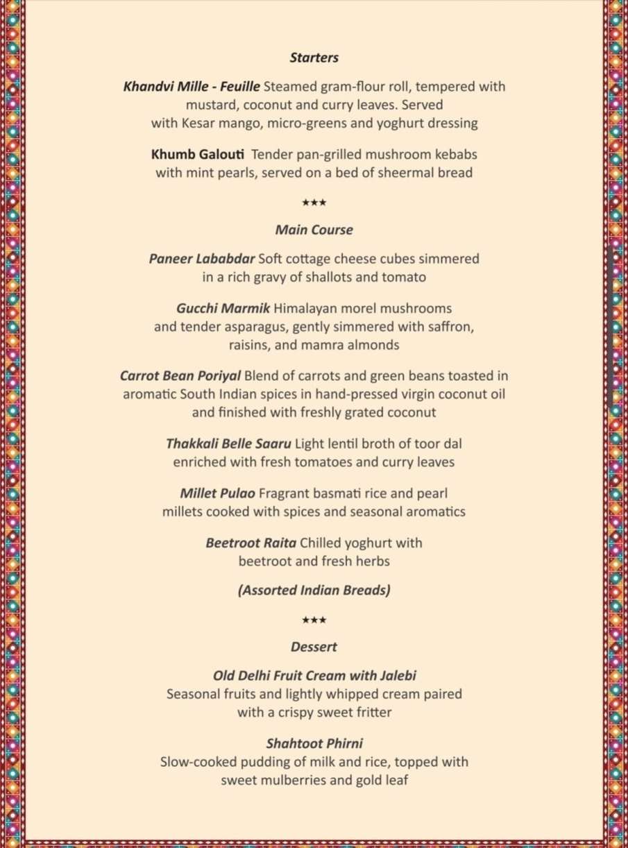 BRICS Summit, Dinner Menu