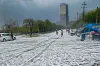 A view of a street after hailstorm struck various parts of...- India TV Hindi