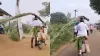 सिर पर गन्ने का गठ्ठर रखकर बेटी के घर साइकिल चलाकर जाते हुए बुजुर्ग पिता।- India TV Hindi