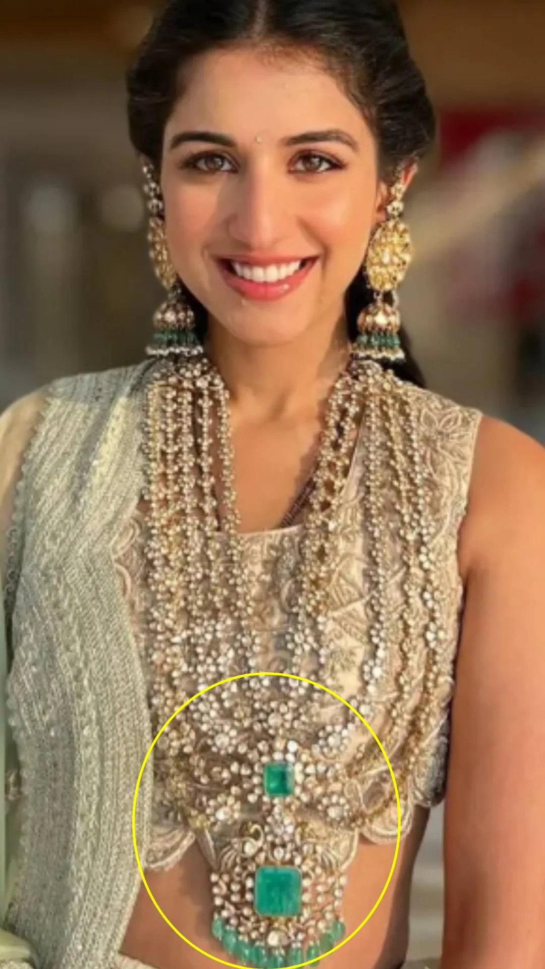 देसी अवतार में फिर छाईं अंबानी परिवार की छोटी बहू राधिका, हीरा-पन्ना जड़े नेकलेस पर ठहरीं सबकी निगाहें