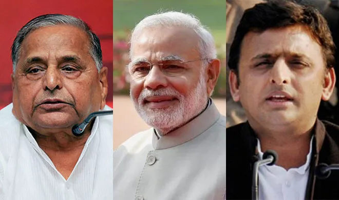 मुलायम ने बेटे अखिलेश से कहा, 'PM नरेंद्र मोदी से सीखें यह बात' Mulayam, Modi and Akhilesh | PTI File Photo- India TV Hindi