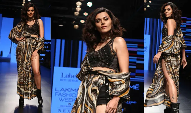 Lakmé Fashion Week 2018: Taapsee Pannu बनी फैशन डिजायनर रितु कुमार की शो-स्टॉपर, देखे तस्वीरें tapsee pannu- India TV Hindi