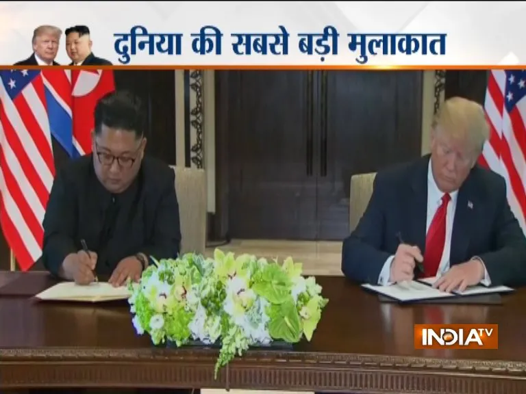 सिंगापुर: ट्रंप ने कहा, दोनों देशों के बीच संबंध बेहतर होंगे सिंगापुर LIVE: ट्रंप और किम मुलाकात के बाद समझौते पर हस्ताक्षर- India TV Hindi