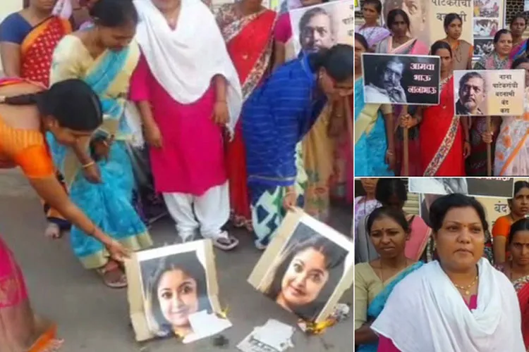 महाराष्ट्र में तनुश्री के खिलाफ किसानों की विधवाओं के किया प्रदर्शन, नाना पाटेकर के सपोर्ट में जलाई तनुश्री की तस्वीरें Nana patekar- India TV Hindi