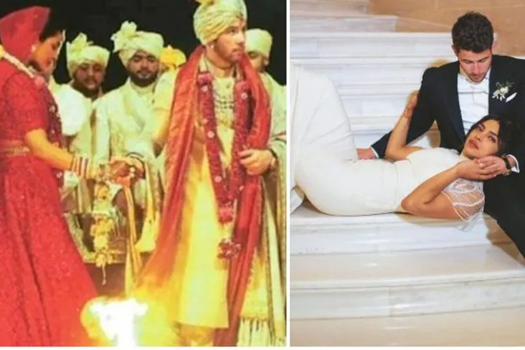 प्रियंका चोपड़ा और निक जोनस की शादी की नई तस्वीरें आई सामने, सात फेरे लेते दिखे दोनों <p>Priyanka Chopra, Nick Jonas</p>- India TV Hindi