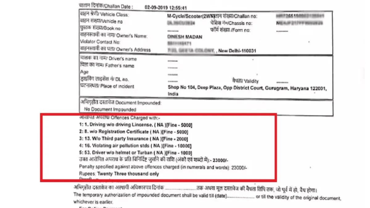 15,000 की स्कूटी का कटा 23,000 रुपये का चालान, चालक बोला- नहीं भरूंगा स्कूटी का कटा 23,000 रुपये का चालान- India TV Hindi