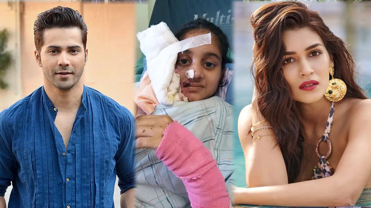 14 साल की एसिड अटैक सर्वाइवर को कृति सेनन और वरुण धवन ने भेजा प्यार <p>वरुण धवन-कृति सेनन</p>- India TV Hindi