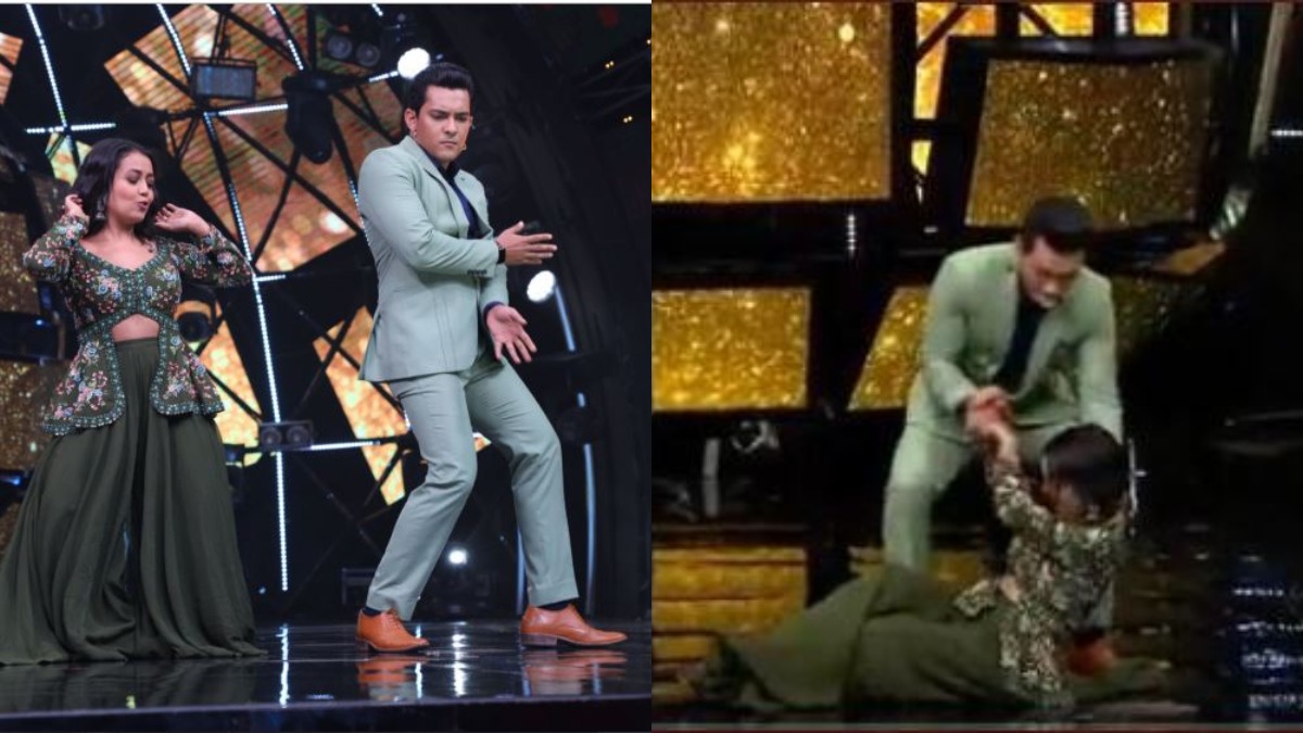 Neha Kakkar Falls Dancing With Aditya Narayan On Indian Idol 11 Stage Video Viral आदित्य नारायण 