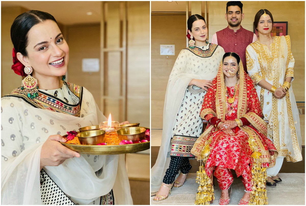 Kangana Ranaut welcomes brother Akshat wife shared grihapravesh